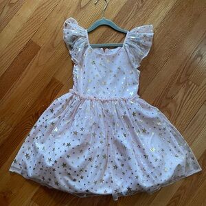 Pippa & Julie Pink and Gold Formal Dress with Flutter Sleeves